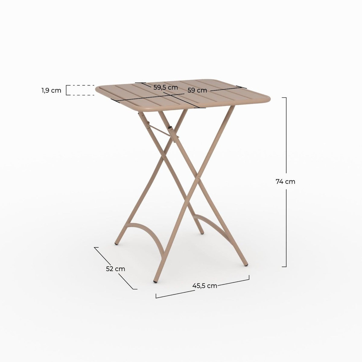Rendez vous déco Table de jardin pliante en metal taupe 2 personnes-Yumi