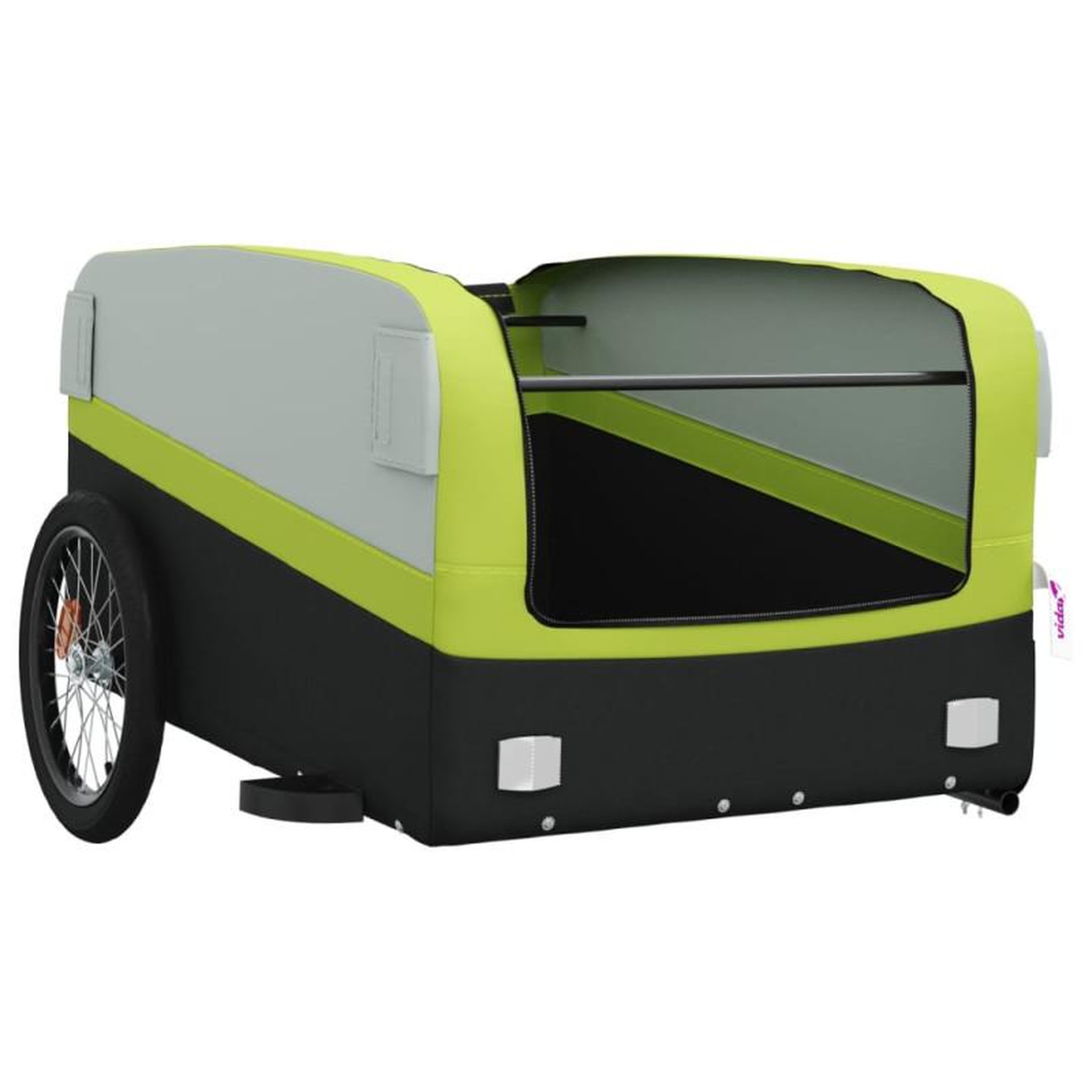 Voir la diapositive 5 : VIDAXL Remorque de vélo noir et vert 45 kg fer