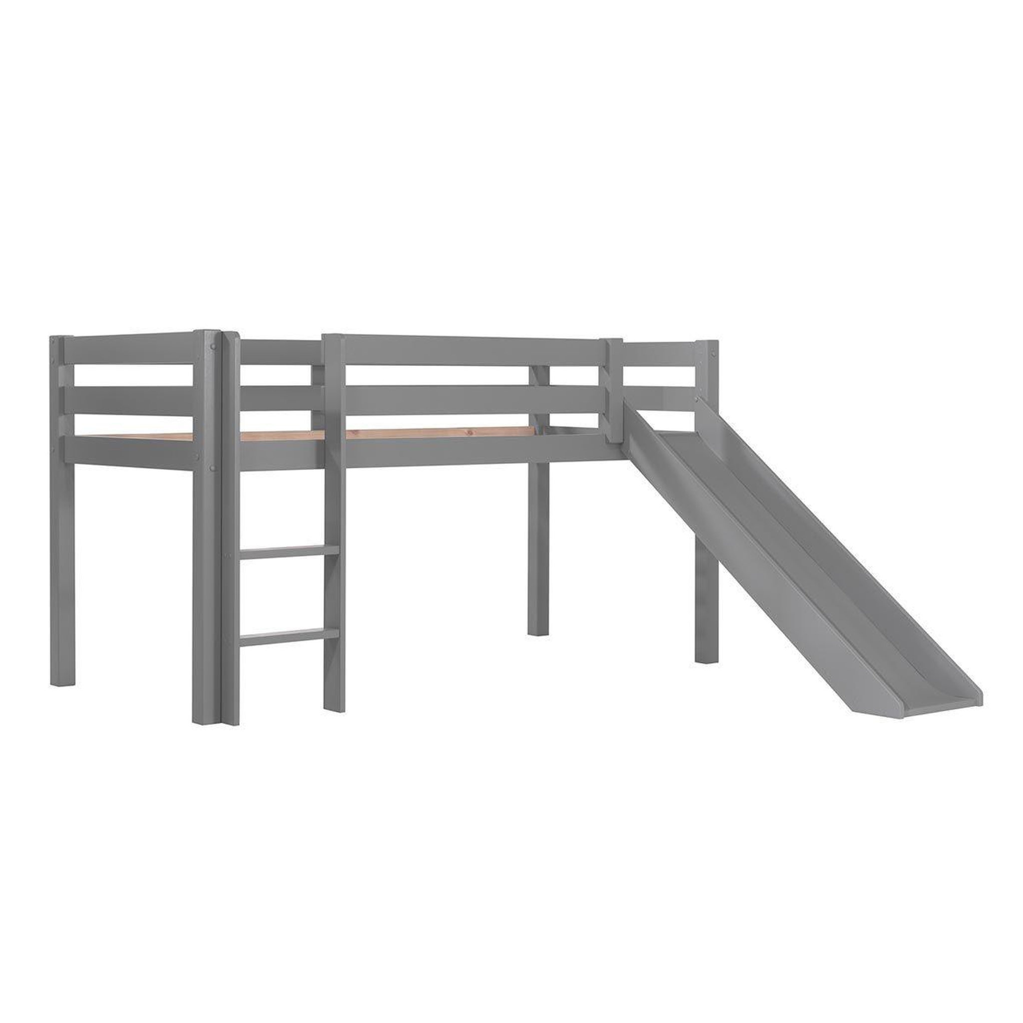 Voir la diapositive 2 : Paris Prix Lit enfant surélevé avec toboggan  pino  90x200cm gris