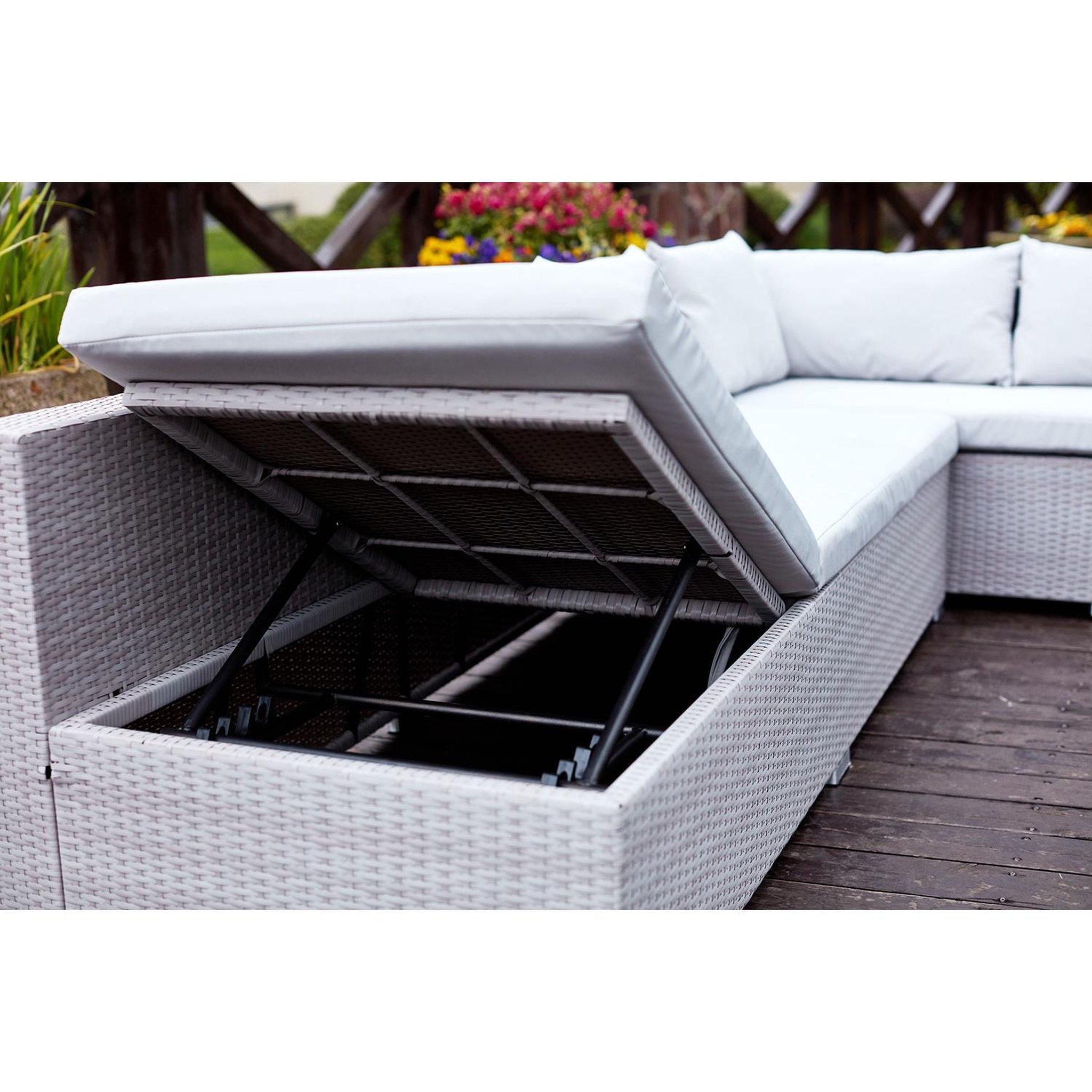 Voir la diapositive 3 : CONCEPT USINE Salon de jardin encastrable 10 places en résine gris-gris FIDJI