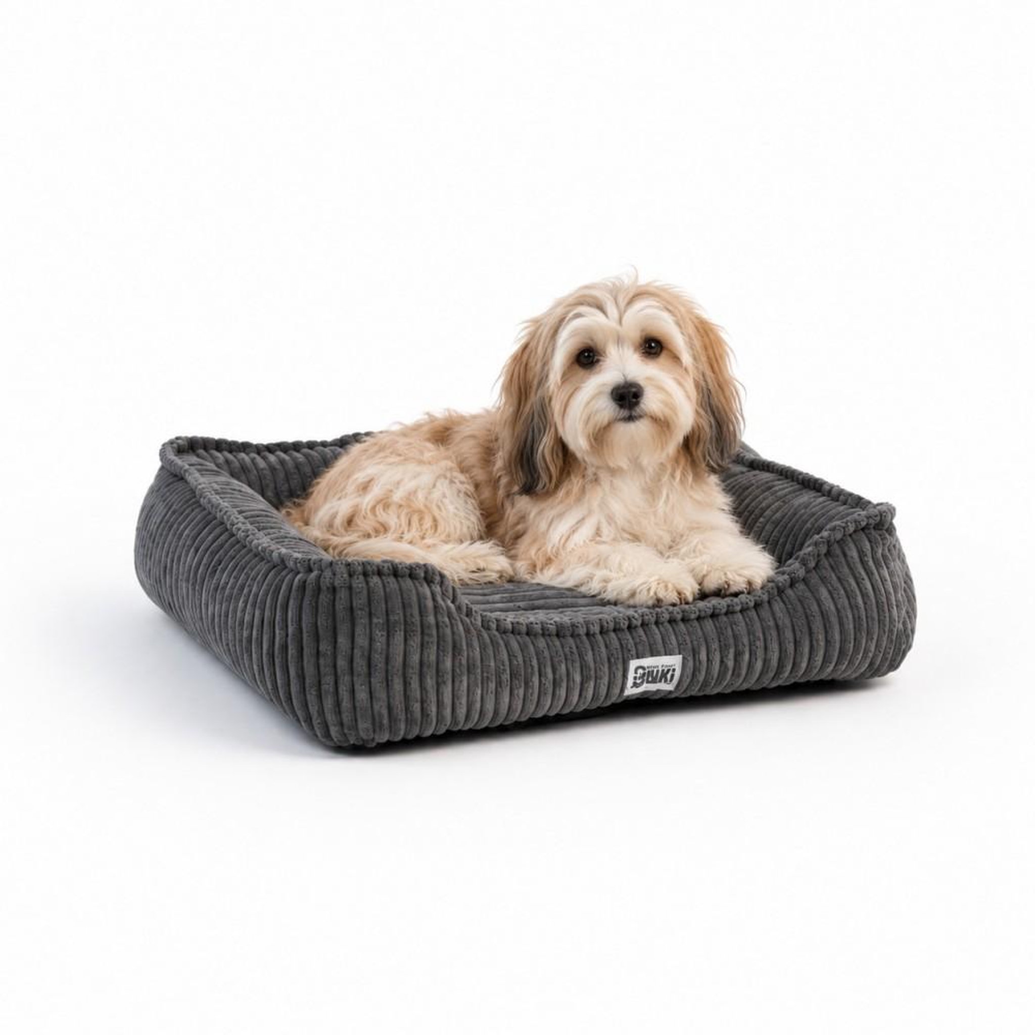 Voir la diapositive 2 : MON AMI LUKI MON AMI LUKI - Panier rectangulaire antiderapant velours cotelee couleur gris pour chien