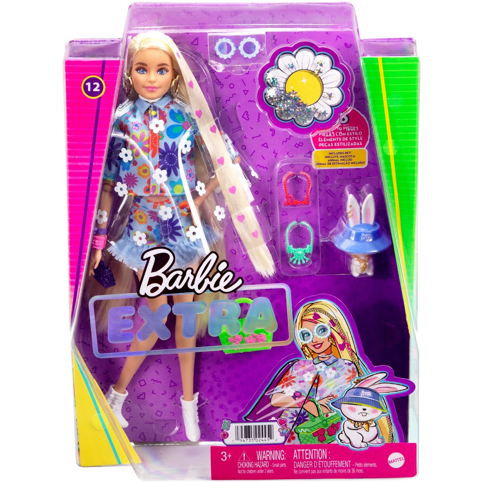 Voir la diapositive 6 : BARBIE Poupée mannequin Barbie Extra robe fleurie