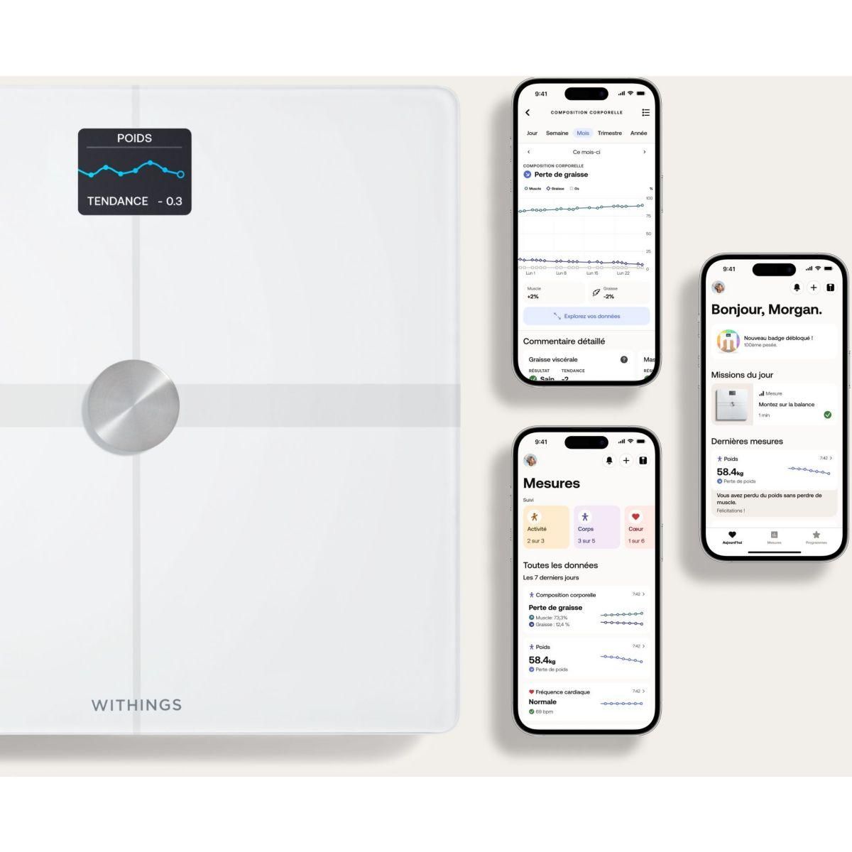 WITHINGS Pèse personne connecté Body Smart Blanc