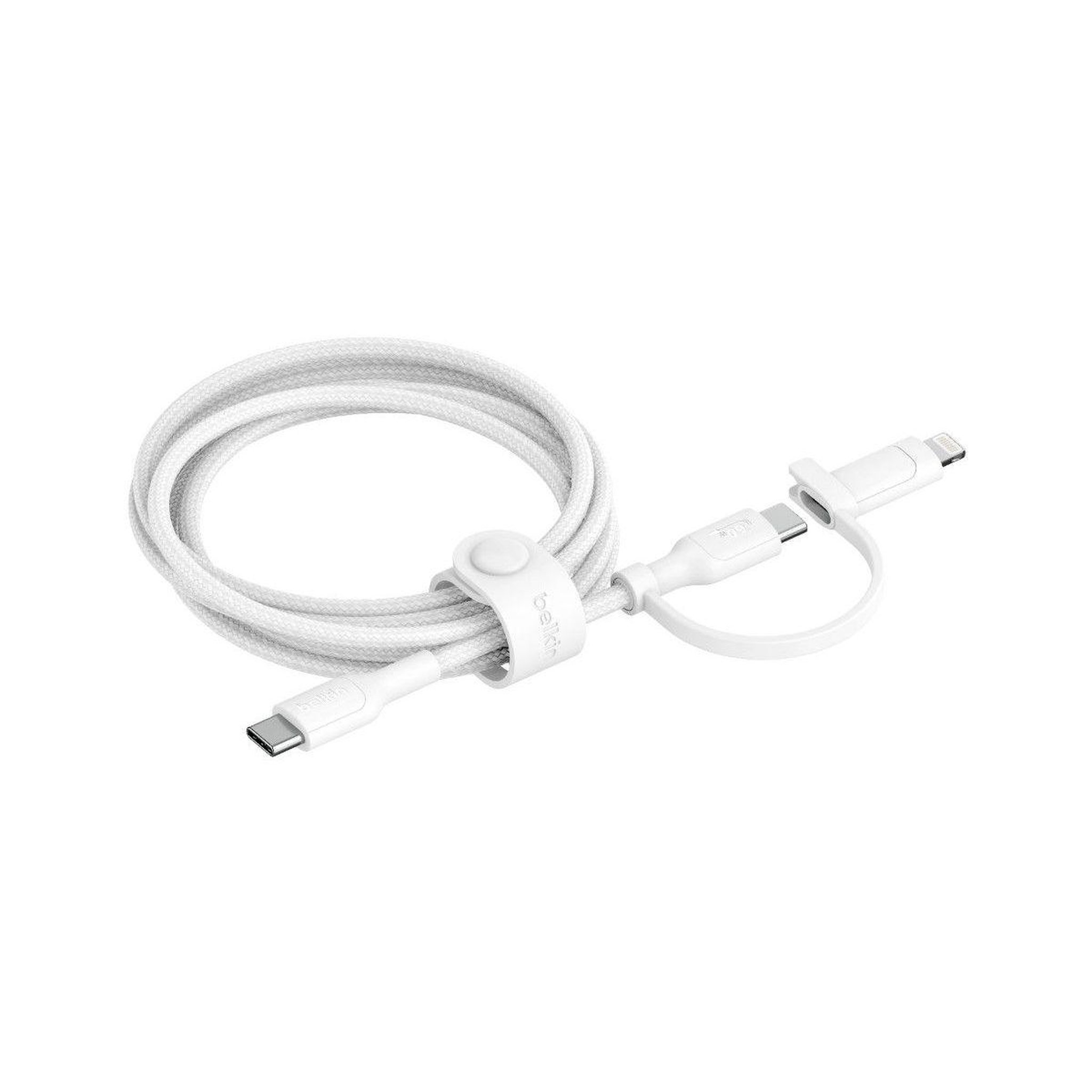 Voir la diapositive 2 : Belkin Adaptateur usb 2-en-1 usb-c et lightning 1m50 blanc
