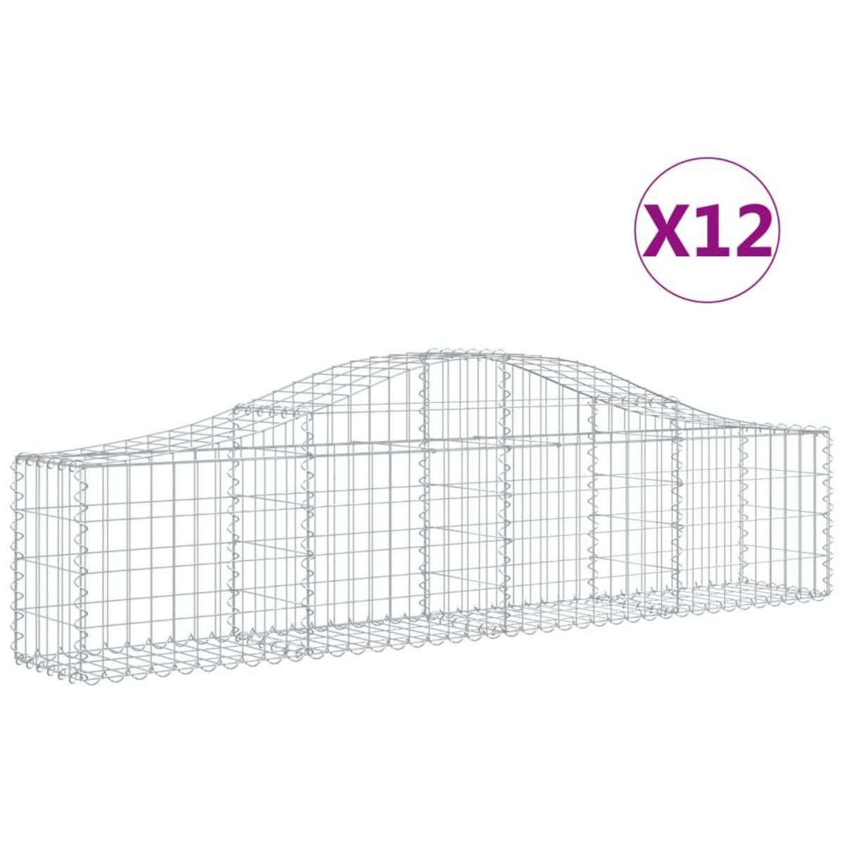 VIDAXL Paniers a gabions arques 12 pcs 200x30x40/60 cm Fer galvanise