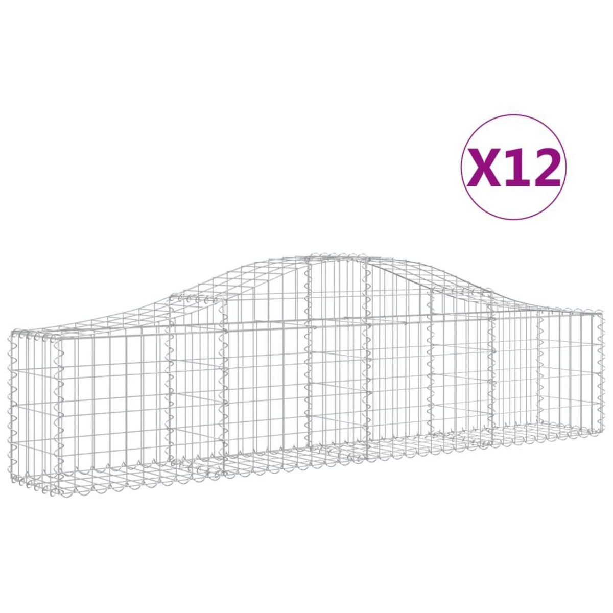 VIDAXL Paniers a gabions arques 12 pcs 200x30x40/60 cm Fer galvanise