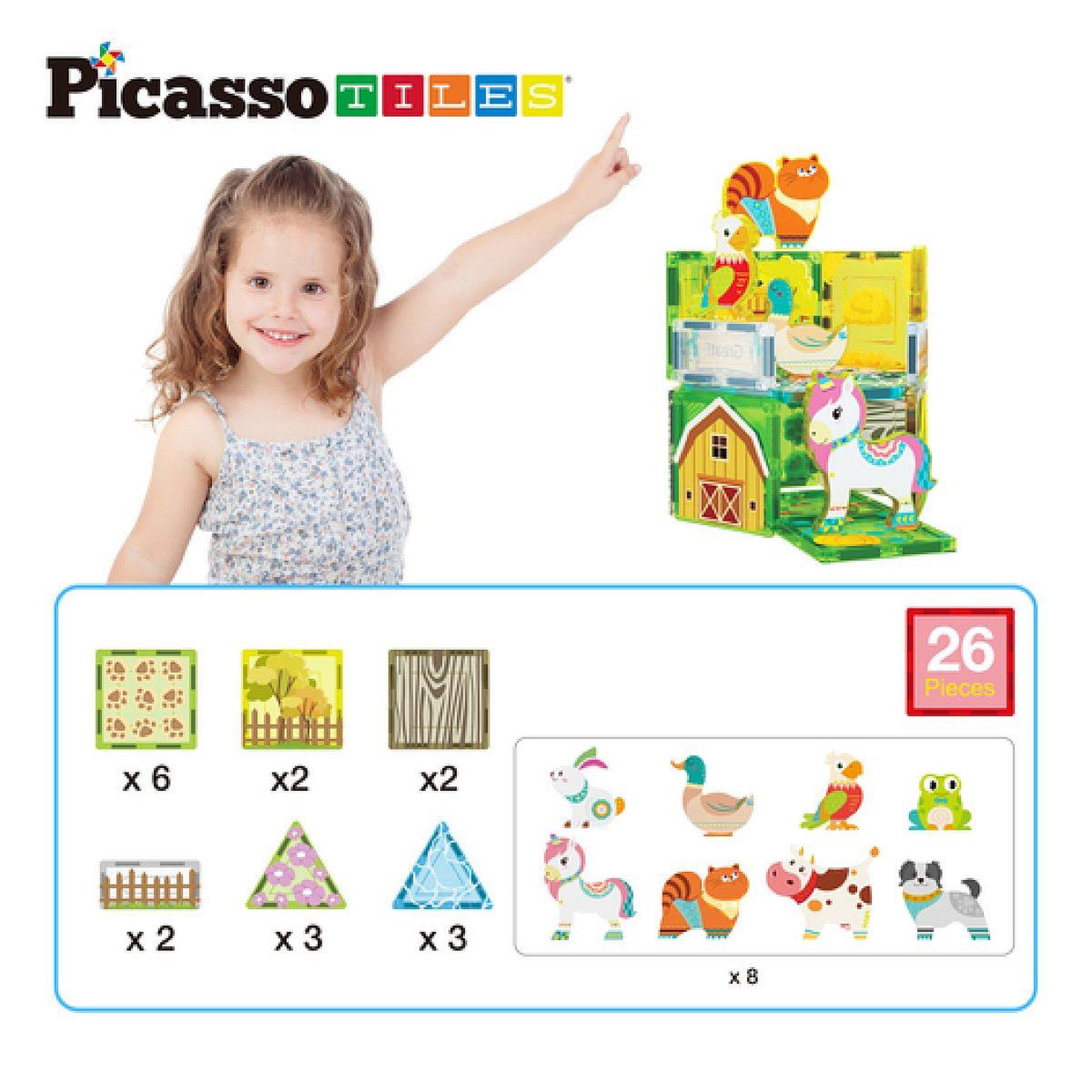 Voir la diapositive 4 : Tactic Set Magnetique Ferme 18 pcs - PicassoTiles