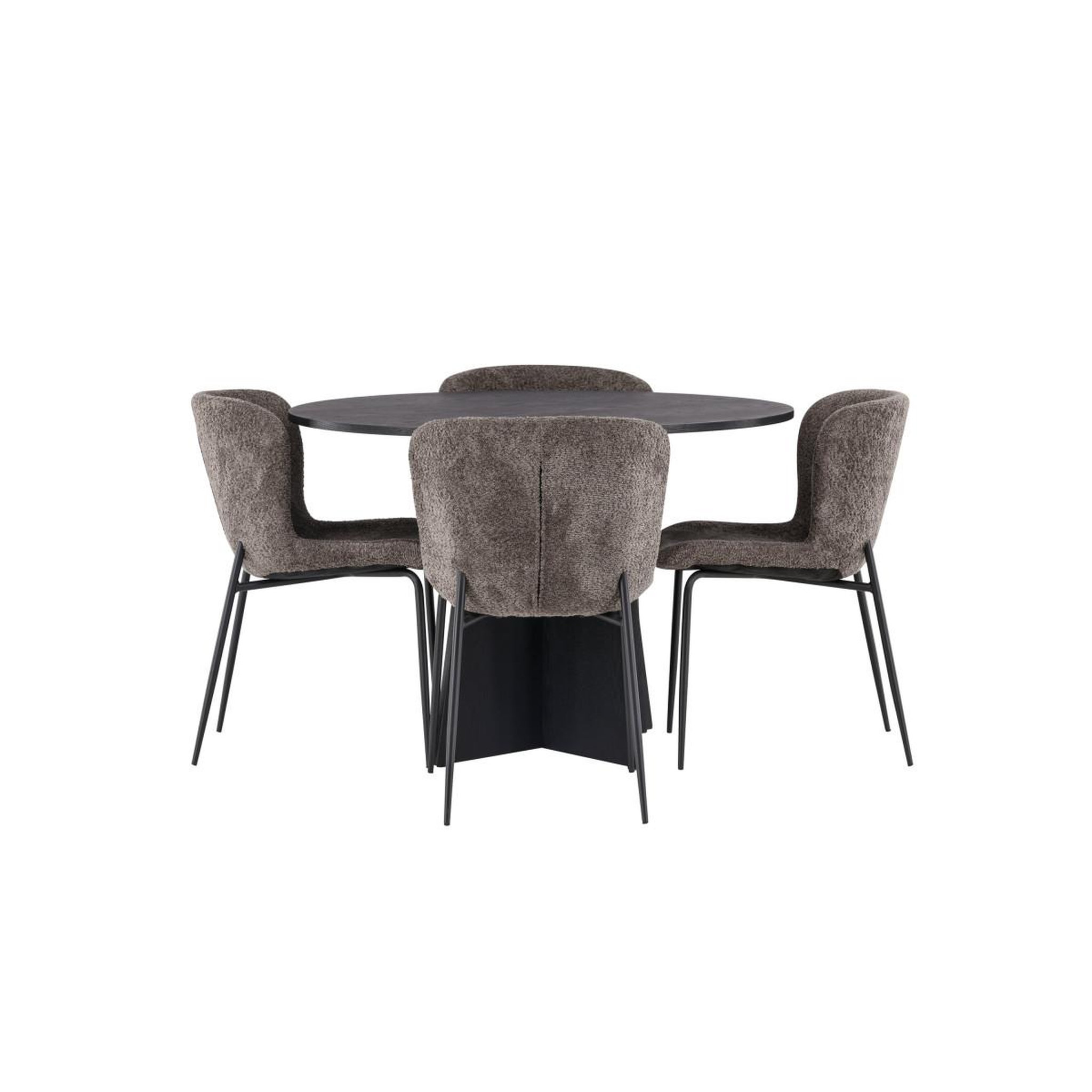 Voir la diapositive 2 : Paris Prix Ensemble table à manger & 4 chaises  bootcut & modesto  110cm noir & marron