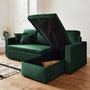 Voir la diapositive 4 : SWEEEK Canapé d'angle convertible en velours vert anglais 3 places. fauteuil d'angle réversible coffre rangement lit modulable