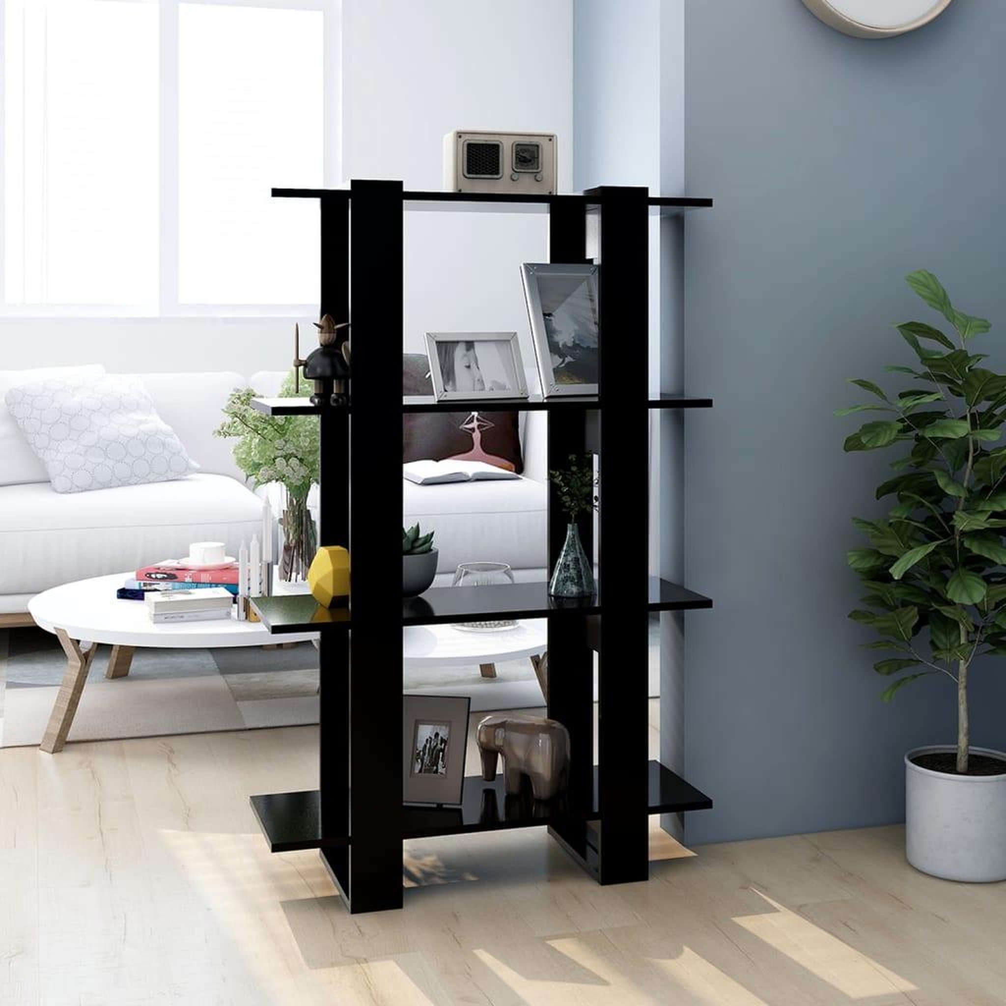 VIDAXL Bibliotheque/Separateur de piece Noir 80x30x123,5 cm
