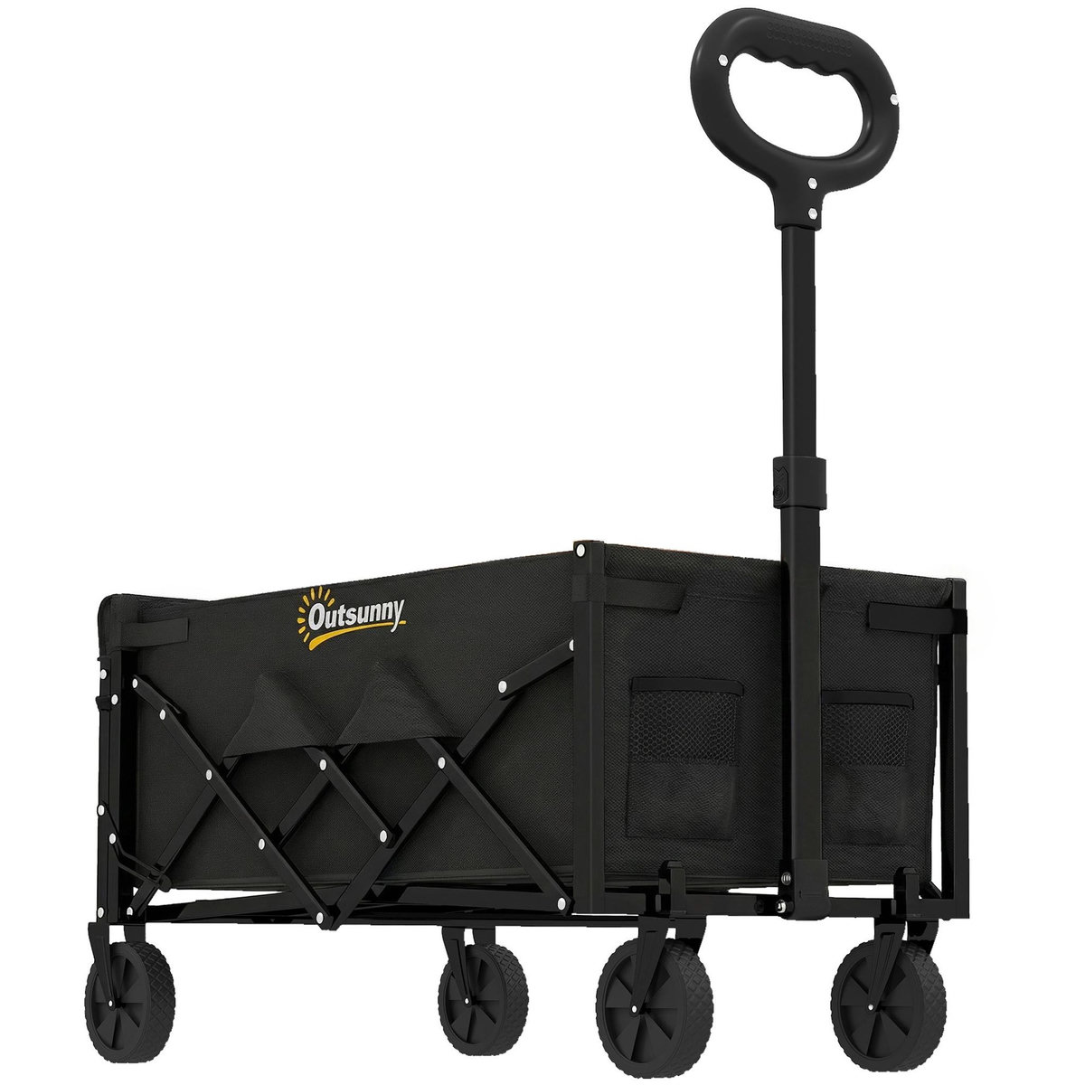 OUTSUNNY Chariot de transport pliable 60L porte arrière rabattable noir