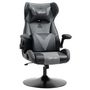 Voir la diapositive 1 : VINSETTO Fauteuil gaming base ronde métal pivotante 360° hauteur réglable tétière coussin lombaires accoudoirs relevables PU tissu gris noir