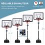 Voir la diapositive 5 : HOMCOM Panier de basketball sur pied - H. réglable 203-258 cm - roulettes, base de lestage - noir