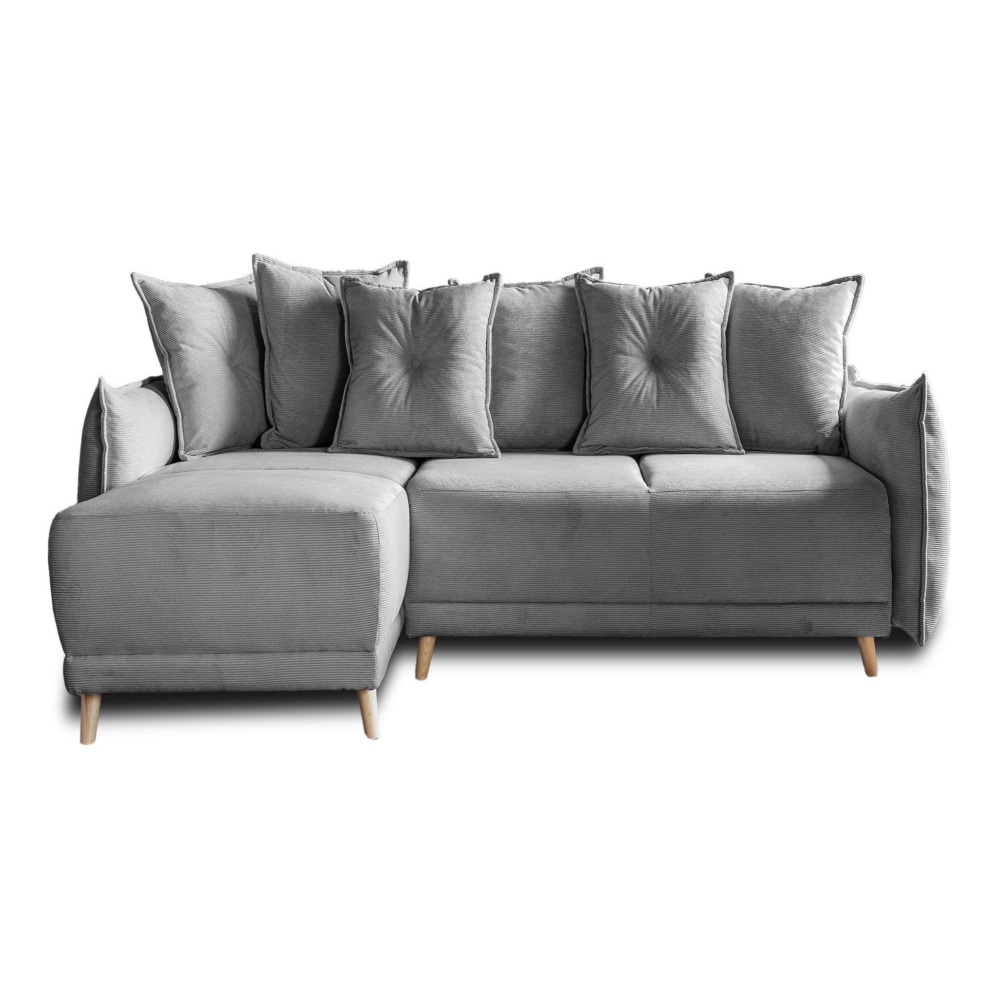 Voir la diapositive 1 : BEST MOBILIER Lena - canapé d'angle réversible 4 places - convertible avec coffre - en velours côtelé