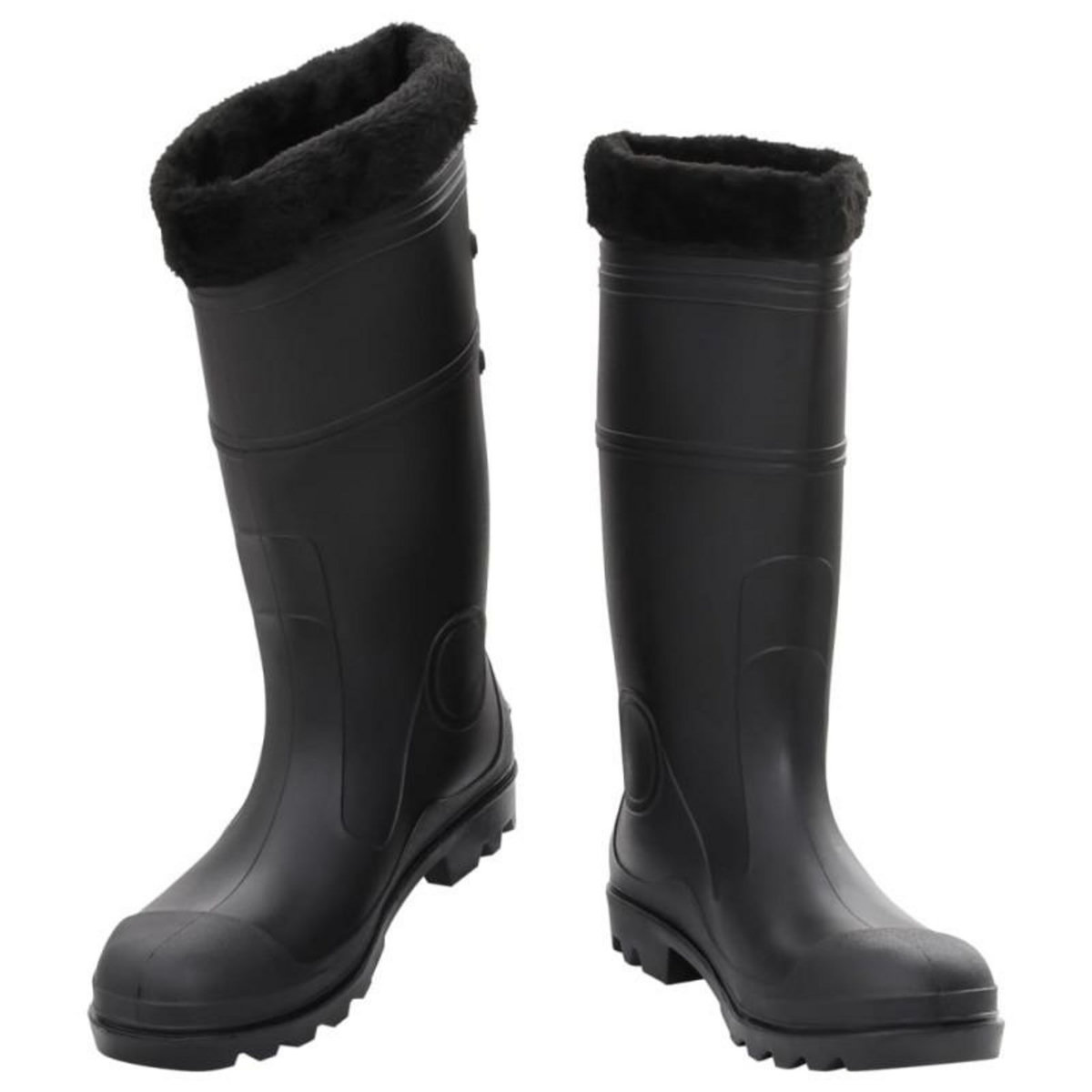 VIDAXL Bottes de pluie avec chaussettes amovibles noir taille 46 PVC