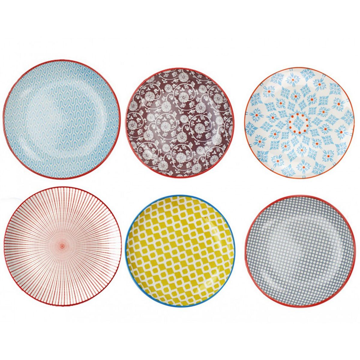 Lot de 6 assiettes plates 20 cm en céramique
