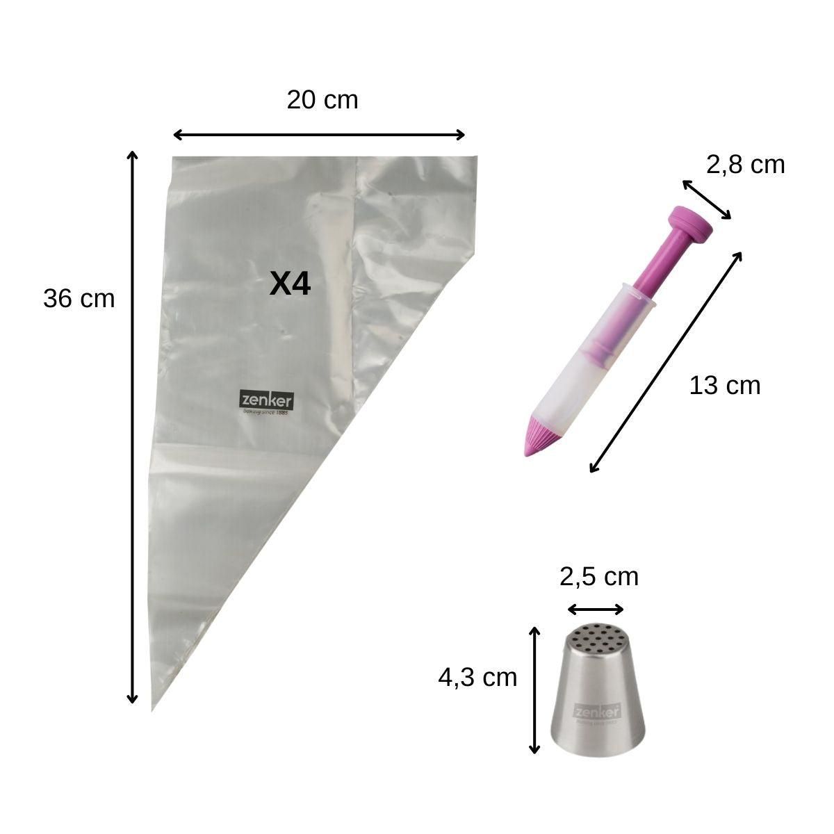 ZENKER Set de poches à douilles, douille et stylo de décoration pour gâteaux Zenker Spécial Football