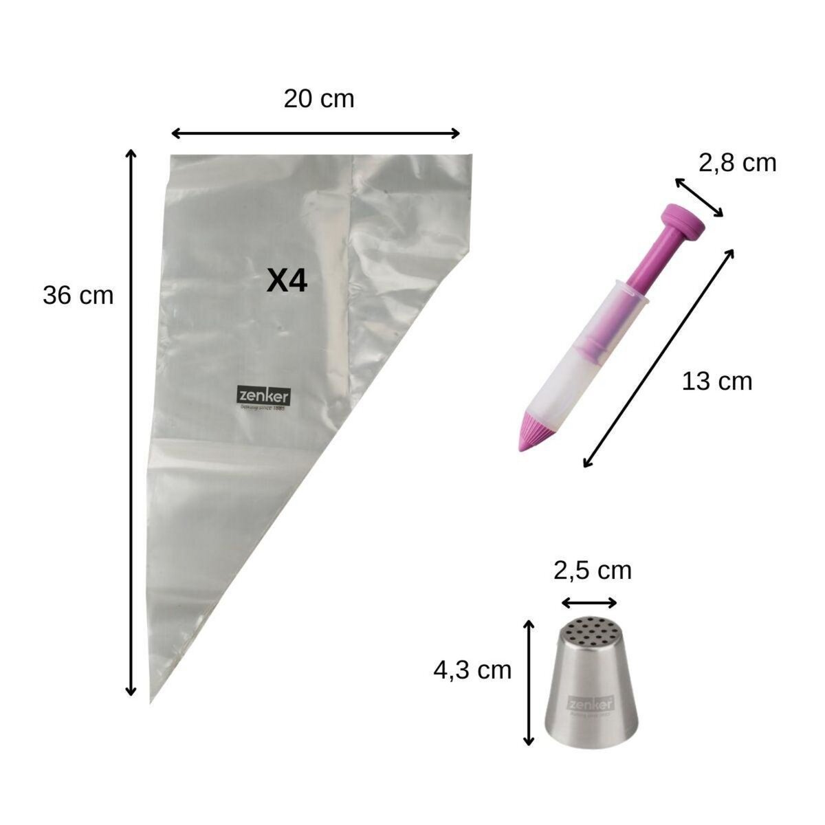 ZENKER Set de poches à douilles, douille et stylo de décoration pour gâteaux Zenker Spécial Football