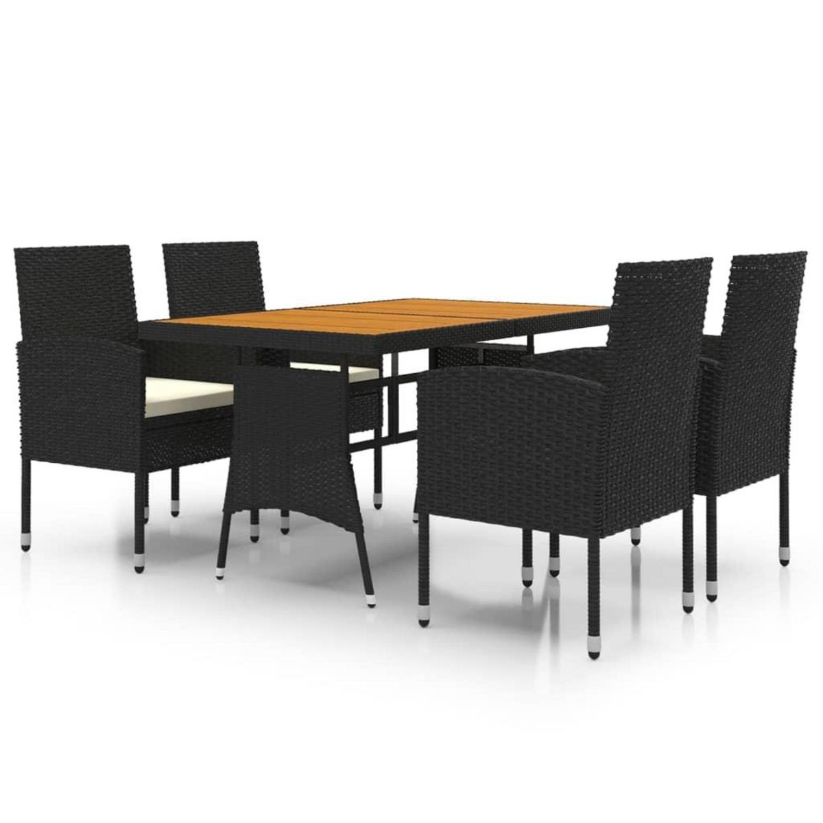 VIDAXL Mobilier a dîner d'exterieur 5 pcs Resine tressee Noir