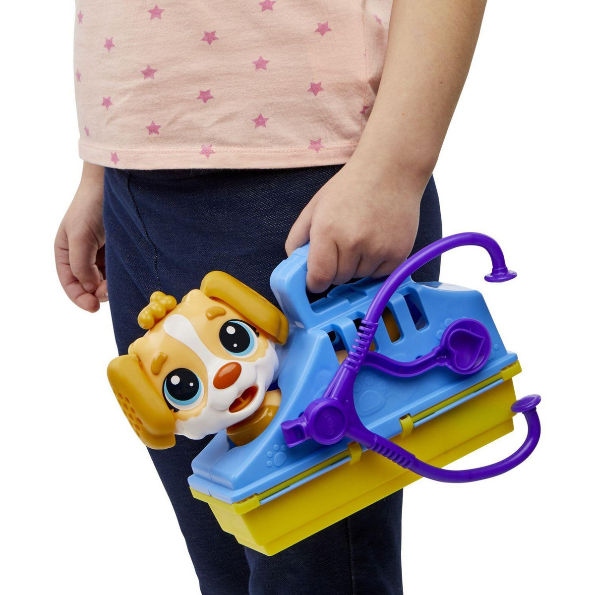 HASBRO Play-Doh Coffret, Le cabinet vétérinaire avec chien, mallette, avec 5 pots de pate à modeler