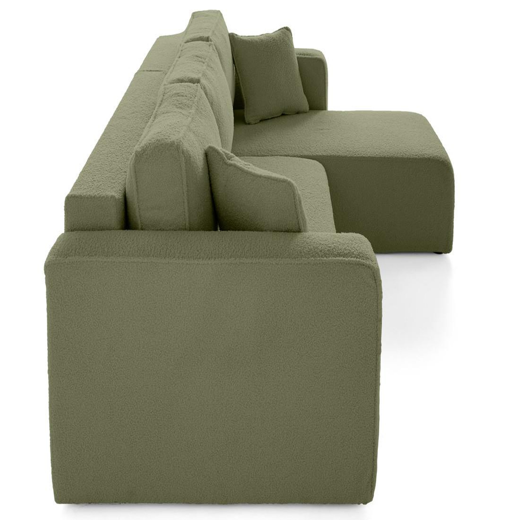 Voir la diapositive 4 : BEST MOBILIER Topaze - canapé d'angle déhoussable réversible 4 places en tissu bouclette