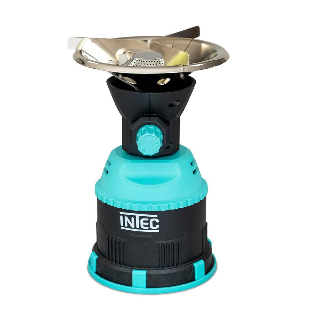 INTEC Rechaud gaz piezo 1200W Piezo Coque ABS Rechaud camping pour cartouche gaz 190g INTEC