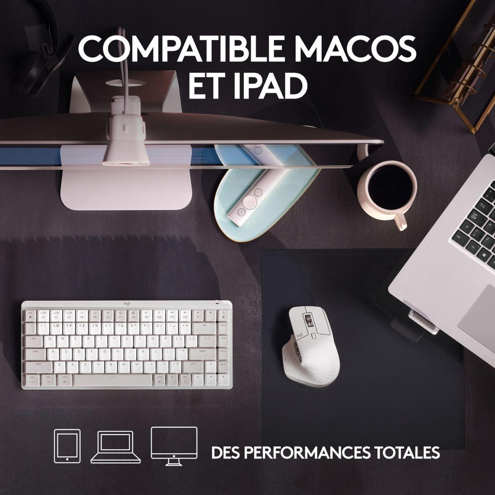 Voir la diapositive 2 : Logitech Souris sans fil rechargeable Mx Master 3s pour Mac Gris Pale
