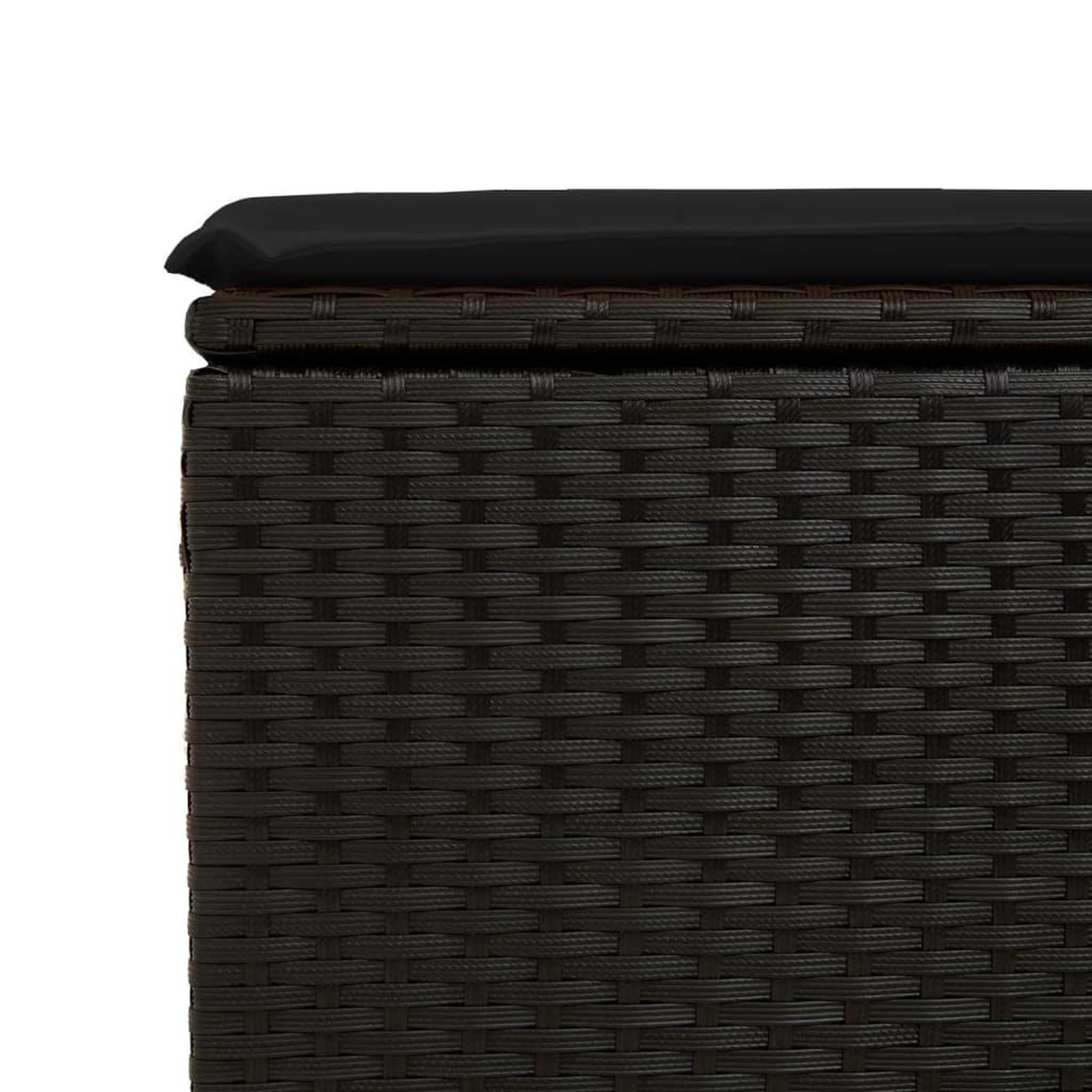 Voir la diapositive 5 : VIDAXL Tabouret de jardin avec coussin noir 55x55x37 cm resine tressee