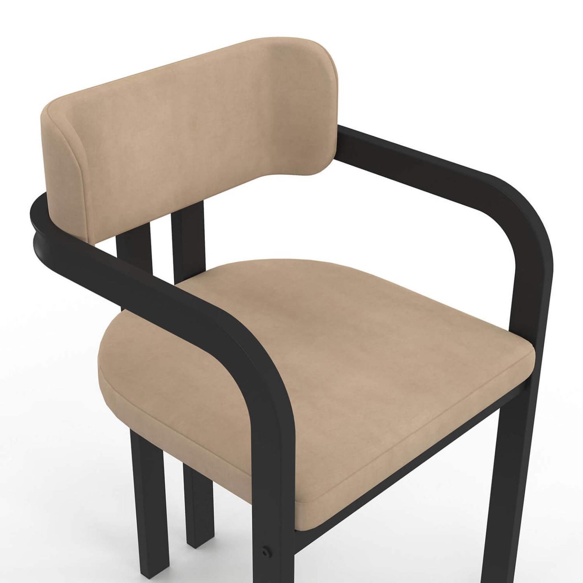 Voir la diapositive 6 : ID MARKET Lot de 2 chaises de salle à manger, fauteuils de table esma en métal noir et velours taupe avec accoudoirs