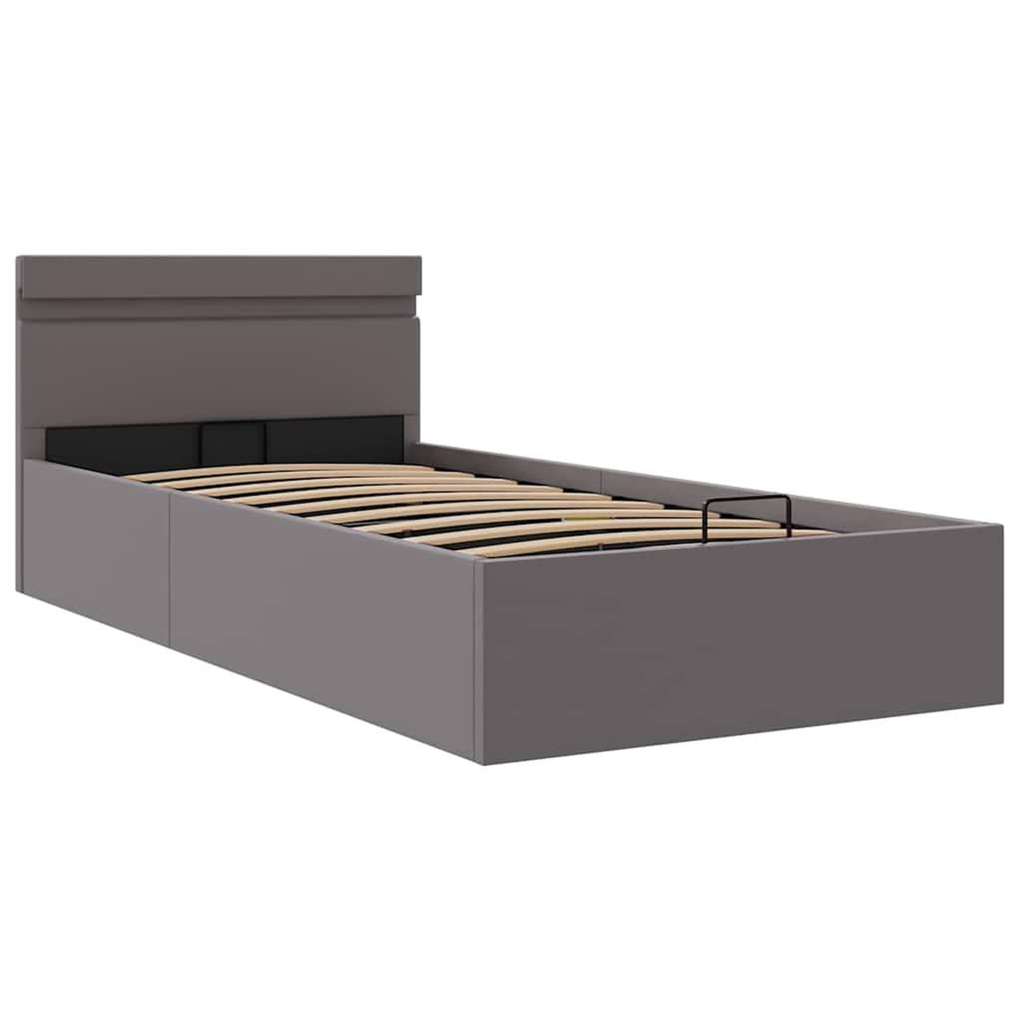 Voir la diapositive 3 : VIDAXL Cadre de lit a rangement avec LED Gris Similicuir 100x200 cm