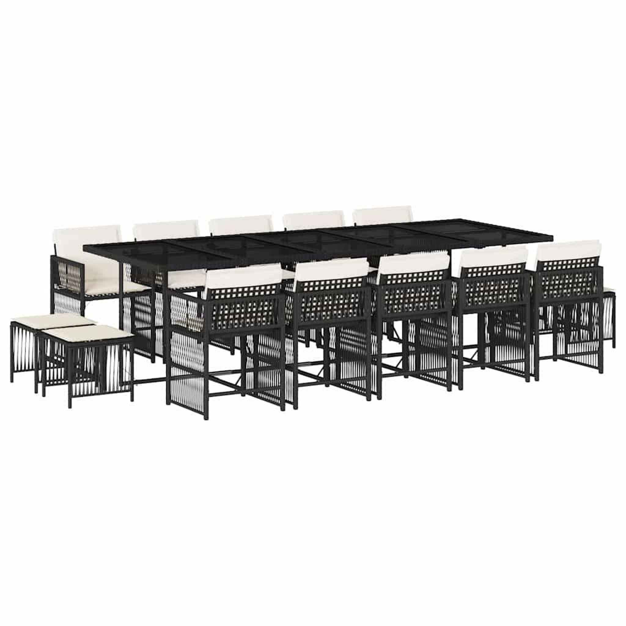 Voir la diapositive 2 : VIDAXL Ensemble a manger de jardin 15 pcs coussins noir resine tressee