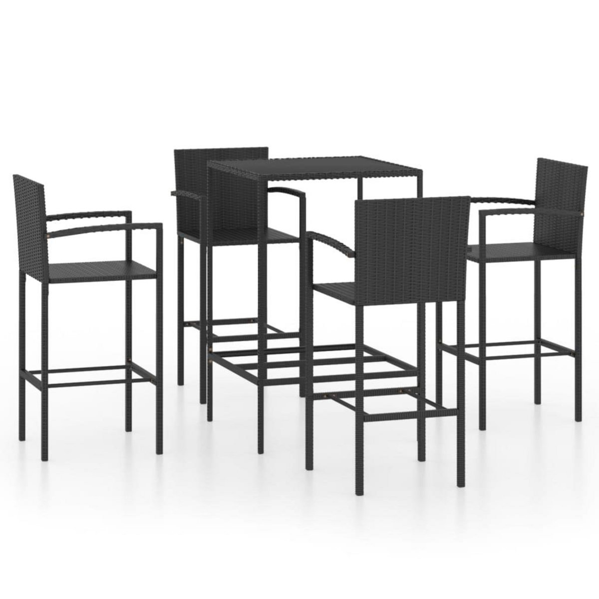 VIDAXL Ensemble de bar de jardin 5 pcs Resine tressee Noir
