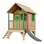 Axi House Maisonnette Tom marron-vert toboggan gris