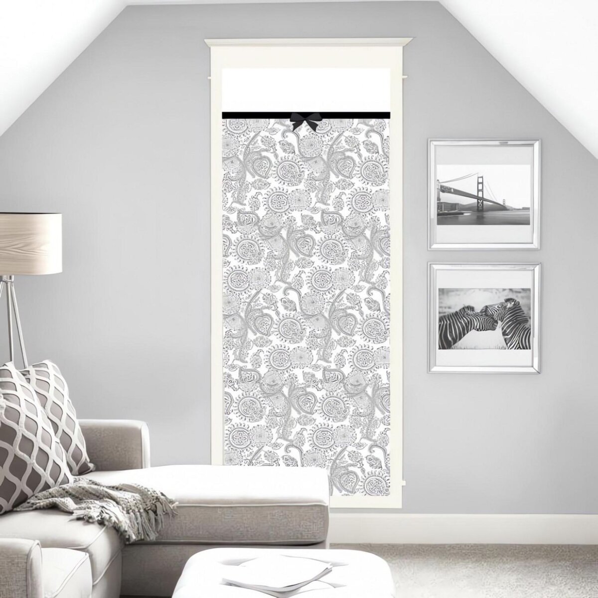 SOLEIL D'OCRE Voile porte-fenêtre en coton 70x200 cm BLACK DRESS, par Soleil d'ocre