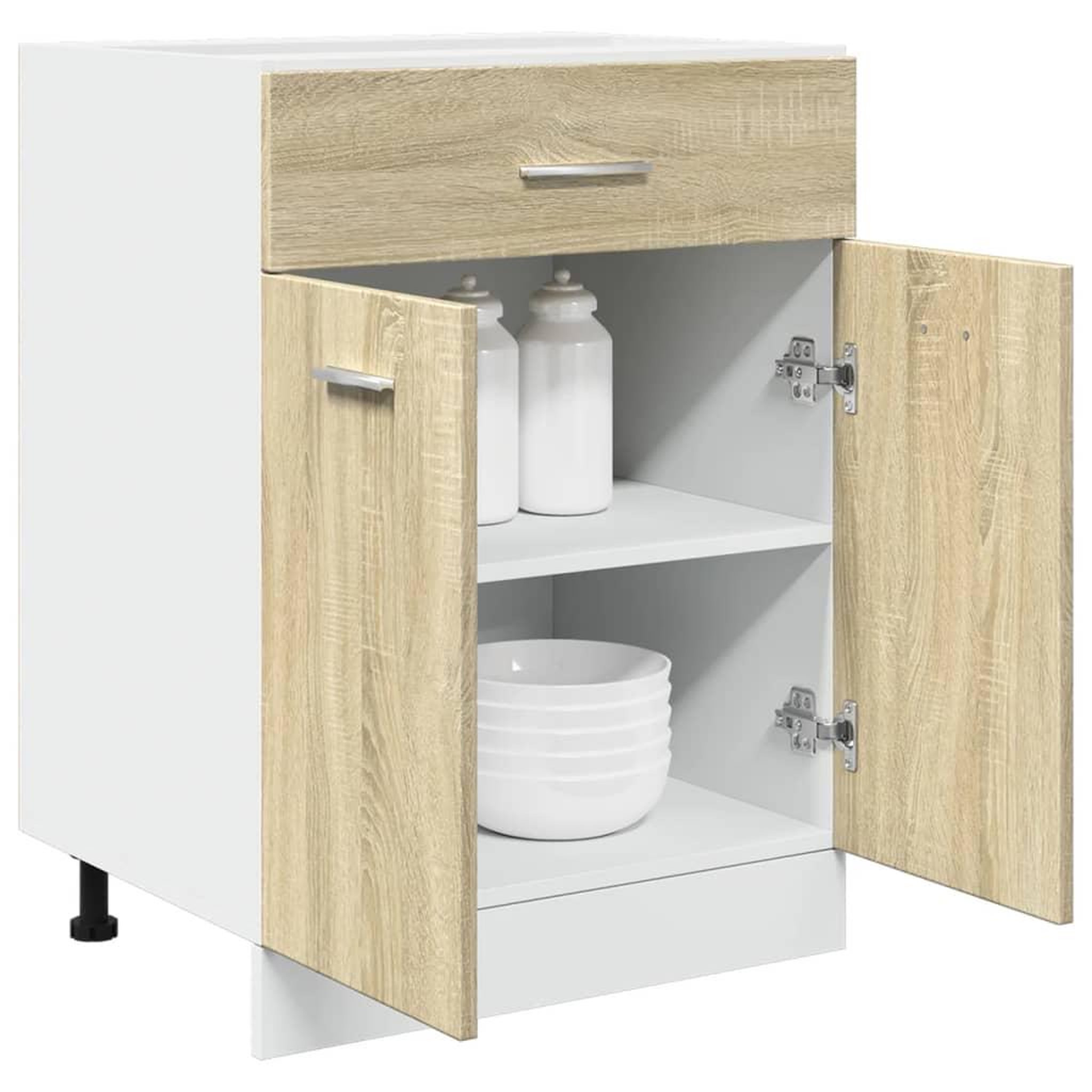 Voir la diapositive 4 : VIDAXL Armoire de plancher tiroir Chene sonoma 60x46x81,5 cm Agglomere