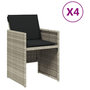 Voir la diapositive 2 : VIDAXL Chaises de jardin avec coussins lot de 4 gris clair poly rotin