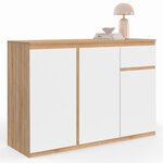 ID MARKET Buffet 100 cm TOMI 3 portes et 1 tiroir blanc et bois