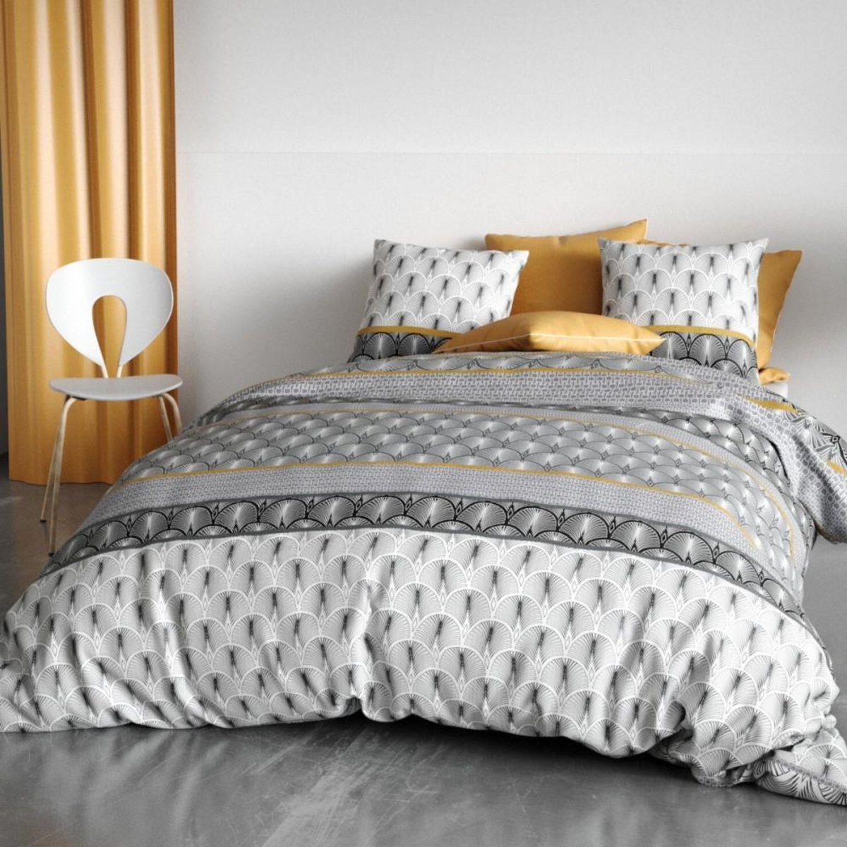 ATELIER DU COTON Housse de couette 240x220 SAKIG + 2 taies coton 57 fils