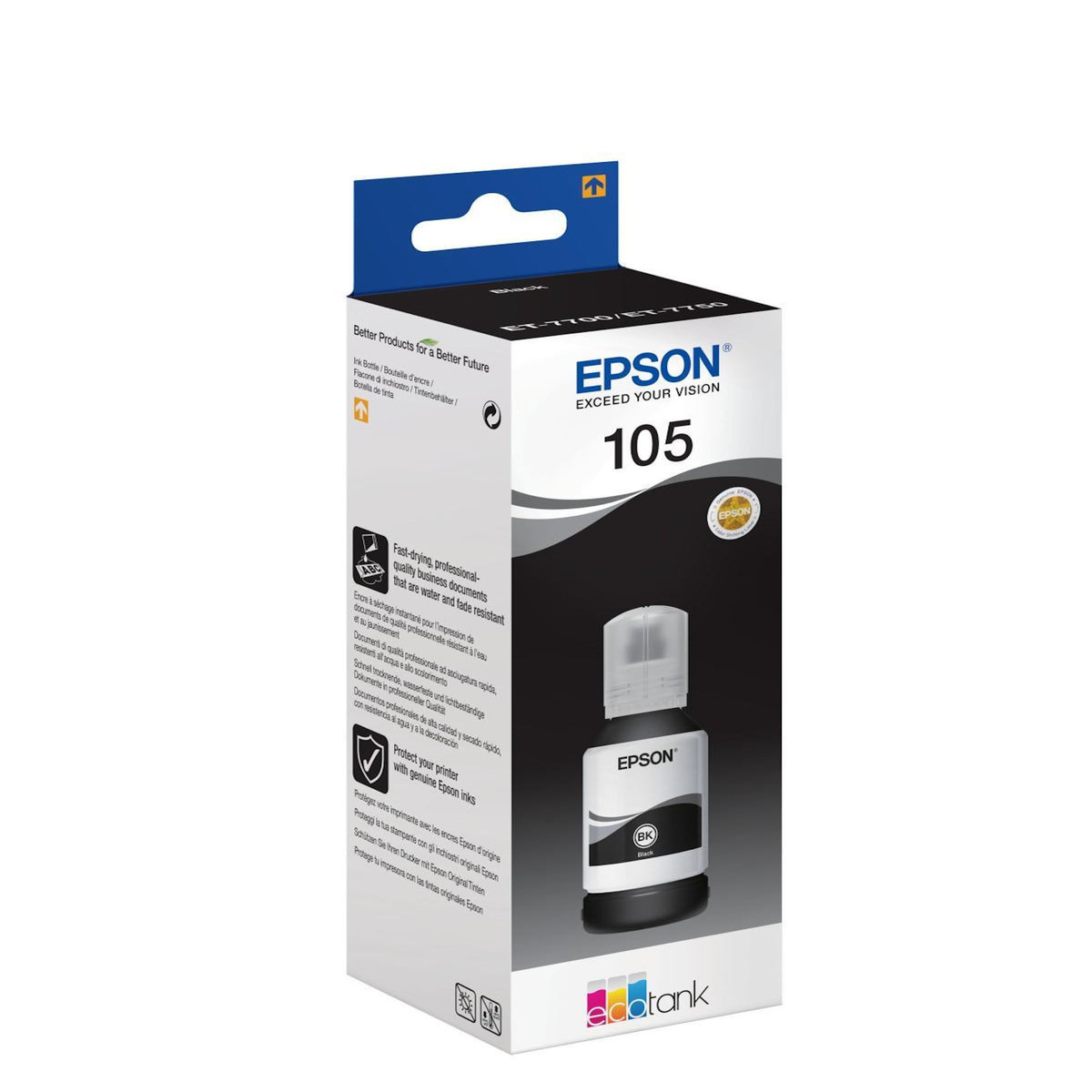 Epson Cartouche d'encre Bouteille d'Encre Ecotank 105 Noire Pigmentée - C13T00Q140