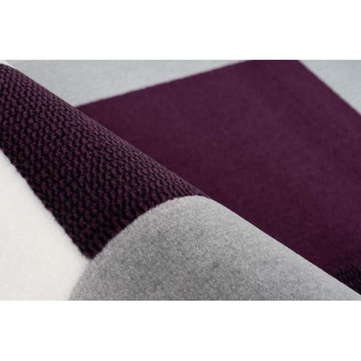 Paris Prix Tapis Géométrique à Poils Courts  Esperanto II  Ivoire & Violet