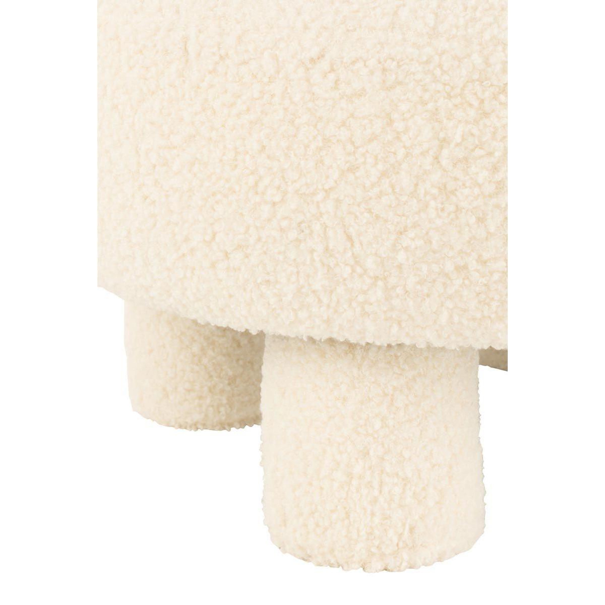Voir la diapositive 6 : J-LINE Pouf design avec dossier  bouclette  52cm blanc