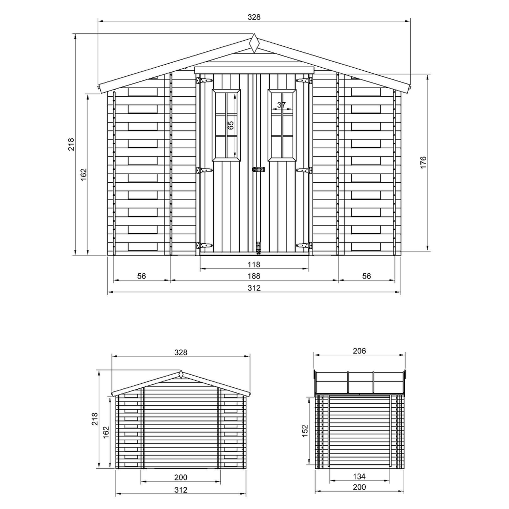 Voir la diapositive 6 : TIMBELA Abri de jardin en bois et range bûches extérieur - 3,53 + 0,97+0,97 m2 m391c
