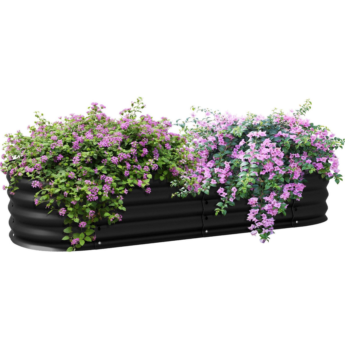OUTSUNNY Carré potager de jardin dim. 150L x 62l x 30H cm modulable tôle d'acier ondulée noir