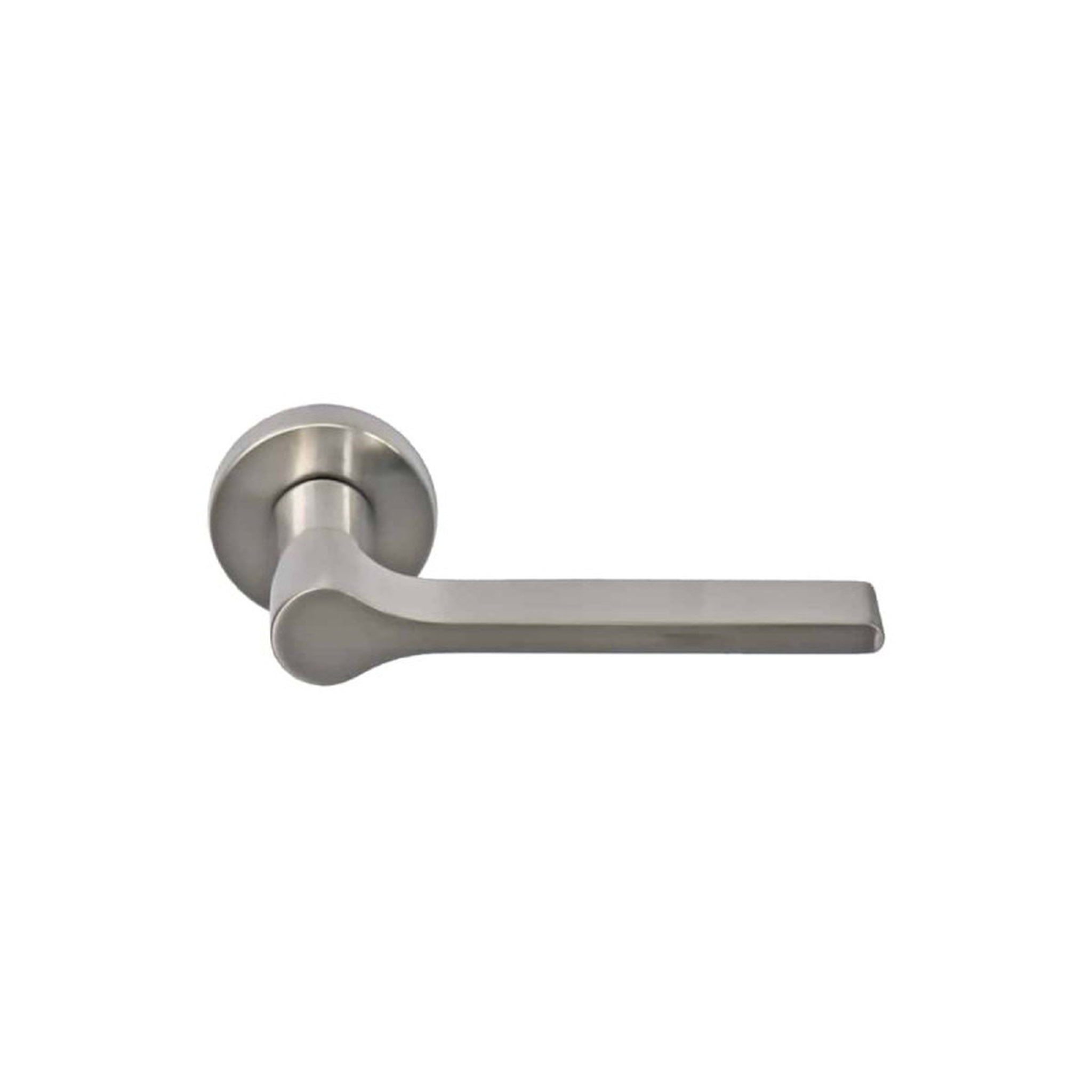 Voir la diapositive 1 : ESPACE-BRICOLAGE Poignée de porte Bréva avec Rosace ronde Zamak - Finition Nickelée mat - 55x132x22mm