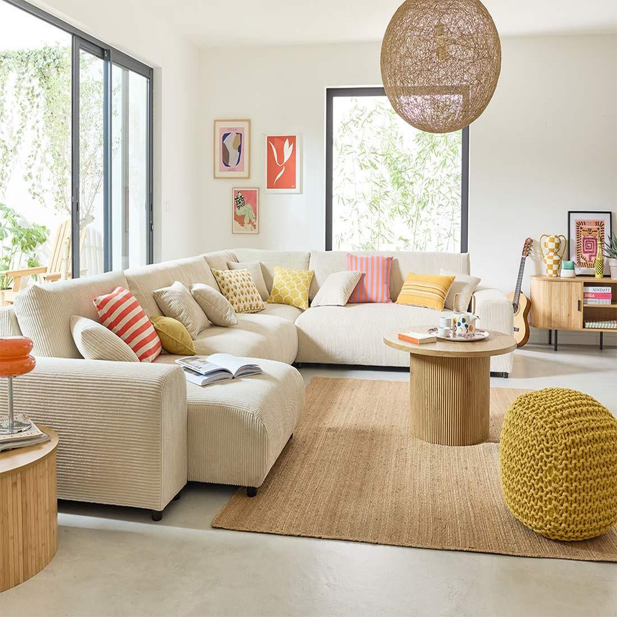 Voir la diapositive 2 : BEST MOBILIER Garance - module d'assise 3 places - en velours côtelé