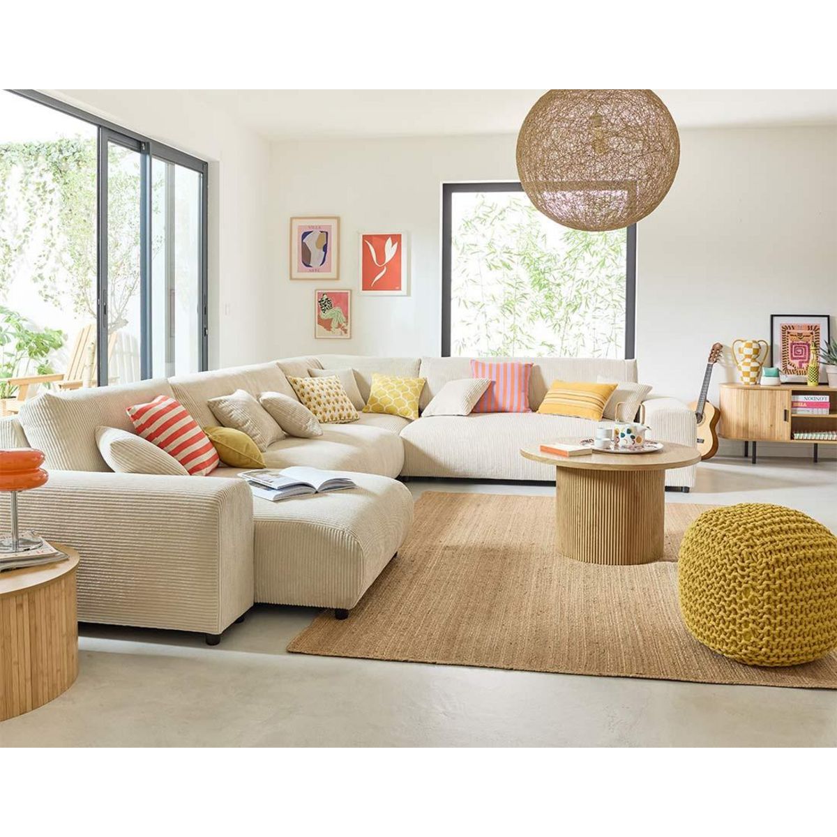 LISA DESIGN Garance - module d'assise 3 places - en velours côtelé