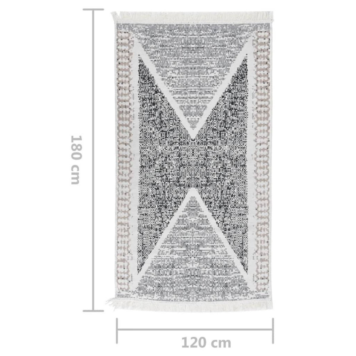 VIDAXL Tapis Noir et gris 120x180 cm Coton