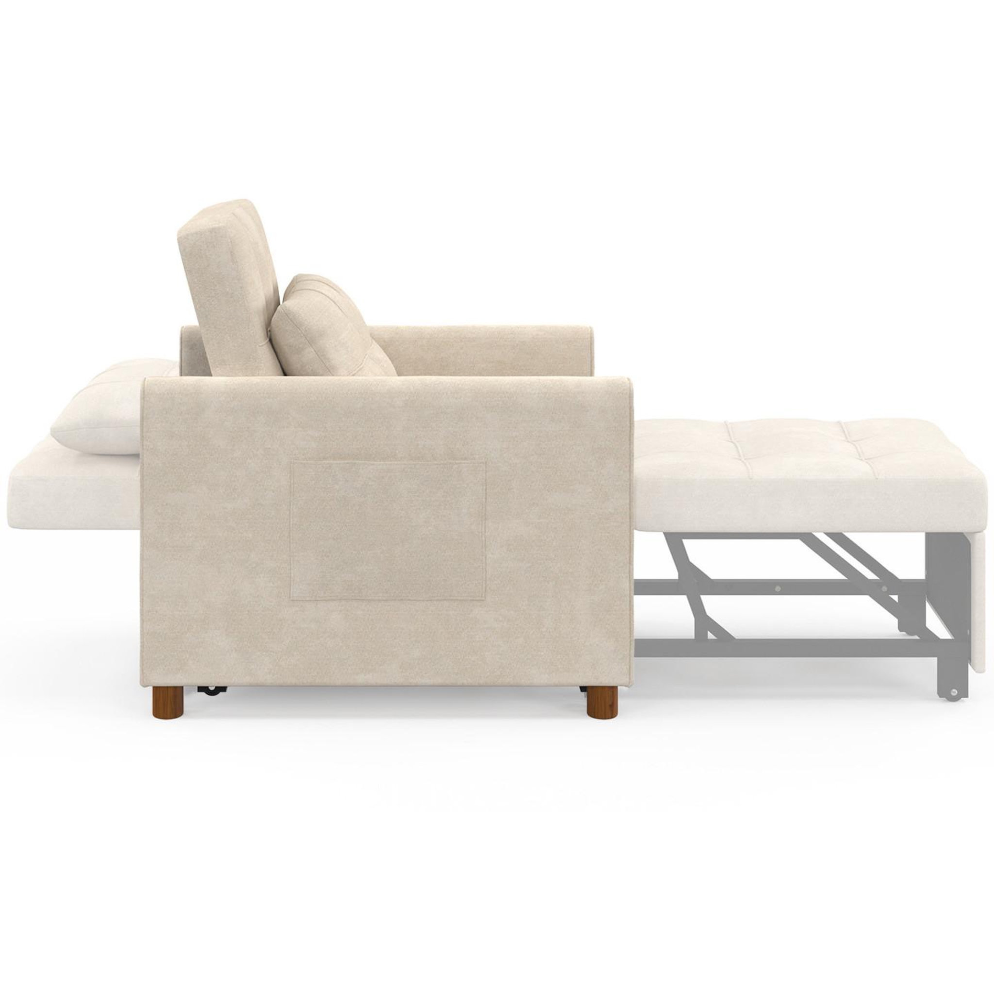 Voir la diapositive 6 : ID MARKET Fauteuil convertible emile lit d'appoint 1 place 69 x 170 cm tissu chenille beige