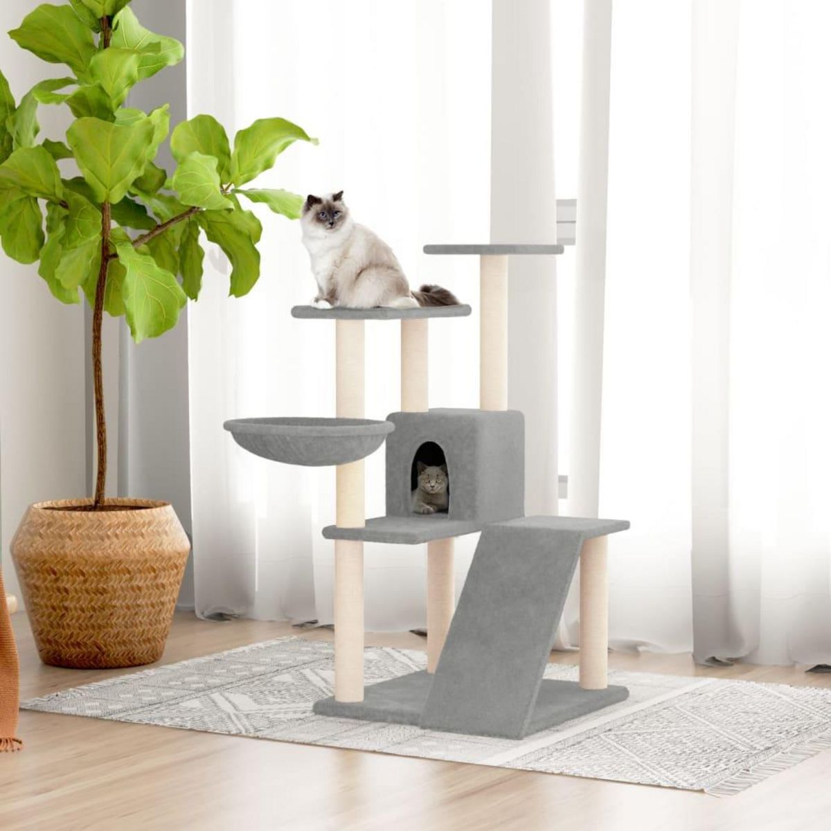 VIDAXL Arbre a chat avec griffoirs en sisal Gris clair 94 cm