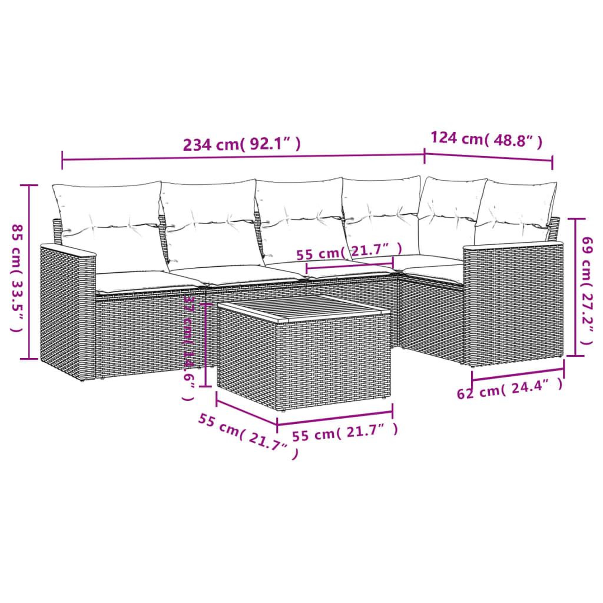 Voir la diapositive 3 : VIDAXL Salon de jardin avec coussins 6 pcs beige resine tressee